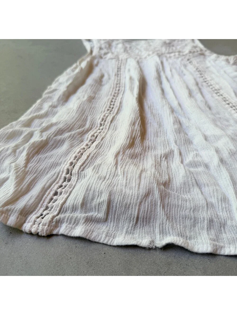 White Lace Babydoll Tank Top Size M by Mahina Boho Summer Fairy Top